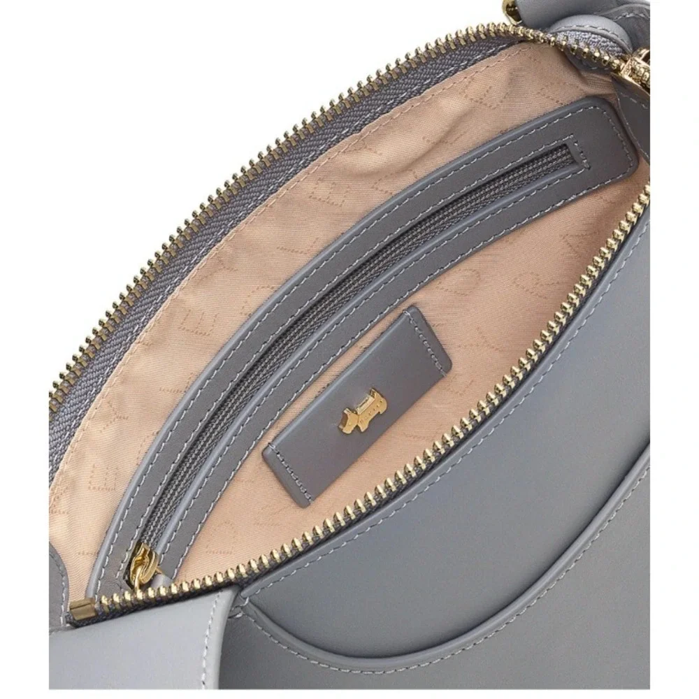 Radley London NWT Pockets Icon Crossbody/Messenger Bag Gray Smooth Leather